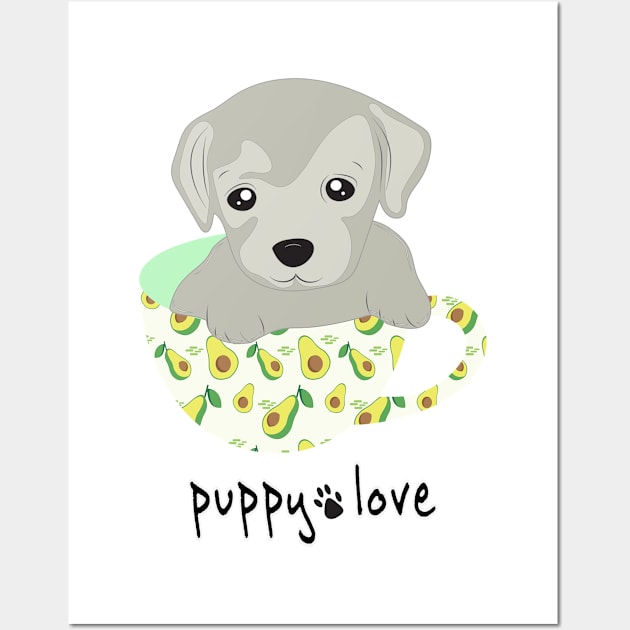 Cute Puppy Love Avocado Dog Lover Gift for Girls Women Wall Art by JPDesigns